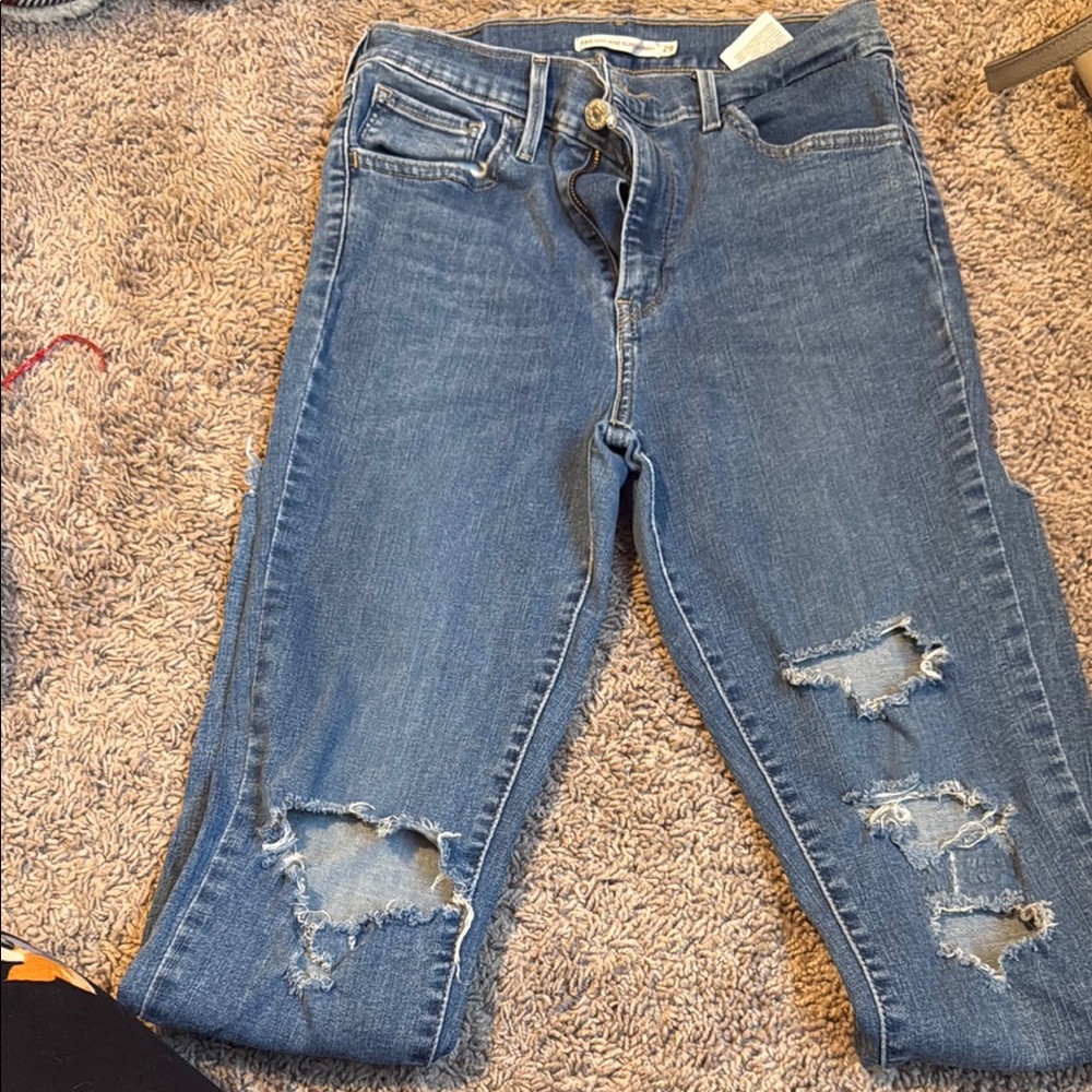 Women's Blue Distressed Jeans